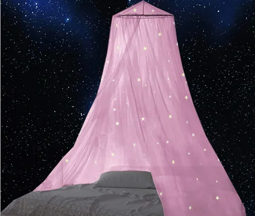 Vista 10 de BCBYou Mosquitera con estrellas fluorescentes que brillan en la oscuridad para bebés, niños y adultos, para cubrir la cuna, cama infantil, cama