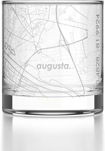 Vista 101 de Well Told Vaso de rocas grabado con mapa de Akron, Ohio, cristalería estilo antiguo (325ml, transparente) Vaso de bourbon grabado, regalos