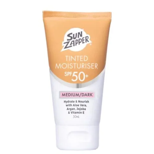 Vista 6 de Sun Zapper BB Cream Tinted Moisturizer Protector solar SPF 50+ Light Medium – Protector solar facial con ciruela Kakadu y aceite de jojoba