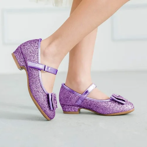 Vista 7 de Stelle - Zapatos de vestir para niñas pequeñas, zapatos de princesa con purpurina y flores, tacón bajo estilo Mary Jane, ideales para fiestas y bodas
