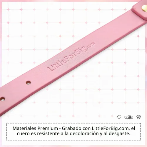 Vista 7 de Littleforbig Juego de chupete y mordaza de cuero con correa ajustable Gen II Rosa
