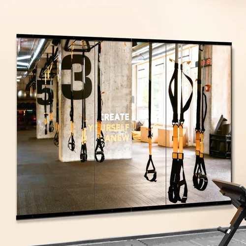 Vista 8 de Home Gym Mirror for Wall, 48x24x3PCS Frameless Full Length Mirror, Black Negro mate
