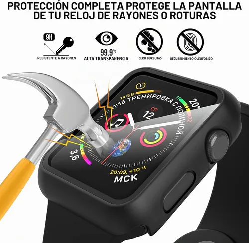 Vista 6 de Diruite Juego de 2 fundas para Apple Watch Series 3/2/1 de 38mm, protector de pantalla de vidrio templado ultradelgado de todo alrededor para iWatch