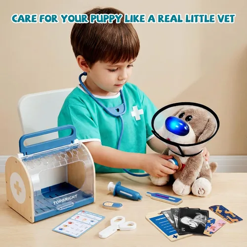 Vista 3 de Set interactivo de veterinario para perros, juego de veterinario para niños, regalo de cumpleaños para niños y niñas, kit de juguetes de simulación