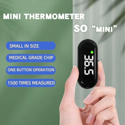 Vista 2 de Termómetro digital médico para la frente con retroiluminación y alarma de fiebre, preciso para adultos y niños (negro)
