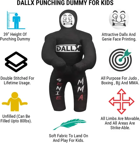 Vista 2 de DALLX Muñeco de boxeo para niños para entrenamiento de fitness, práctica de lucha libre, judo karate, artes marciales mixtas para niños, Jiu-Jitsu