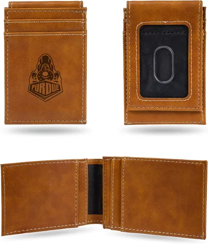 Vista 121 de Cartera de bolsillo frontal grabada con láser NCAA - Compacta/Cómoda/Delgada