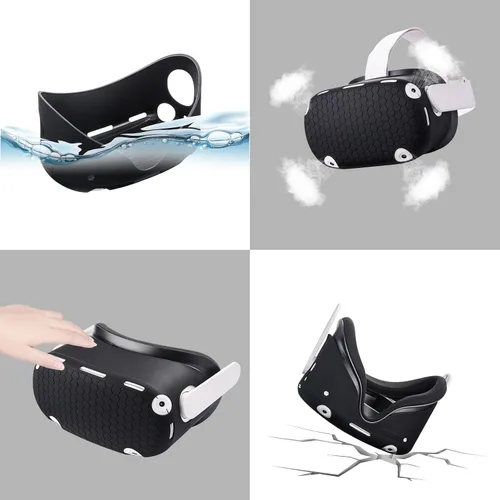 Vista 6 de for Oculus Quest 2 Silicone Case Accessory with VR Case Cover, Silicone VR Face Cover Pad and Quest 2 Touch Controller Grip Cover, Lens Cover