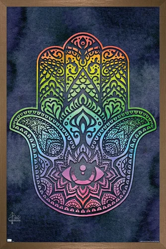 Vista 15 de Trends International Brigid Ashwood - Póster de pared de Hamsa arcoíris, 22.4 pulgadas de largo x 14.7 pulgadas, versión enmarcada de madera