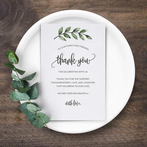 Vista 3 de 321Done Greenery - Tarjetas de agradecimiento de agradecimiento, tarjetas de mesa blancas de 4 x 6 pulgadas para boda, fiesta, cumpleaños