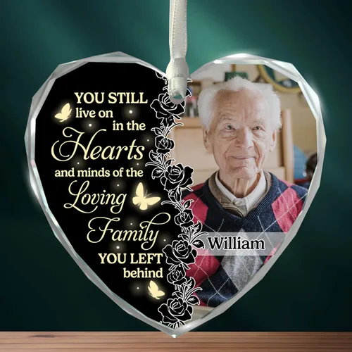 Vista 15 de Adorno de cristal conmemorativo personalizado – Pérdida de papá, mamá, tío, regalo de condolencia de condolencia, en memoria amorosa, recuerdo