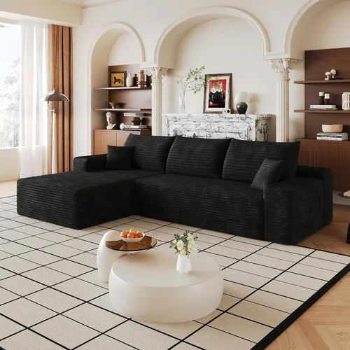 Vista 6 de Sofá modular Cloud de 107 pulgadas, sofá modular en forma de L con diván de gran tamaño orientado hacia la izquierda, sofá de pana de asiento