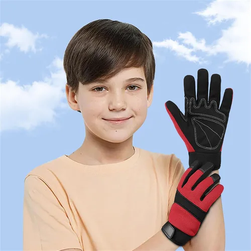 Vista 2 de Guantes deportivos para niños, guantes de ciclismo de dedo completo MTB para ciclismo, escalada, equitación, ciclismo, deportes al aire libre
