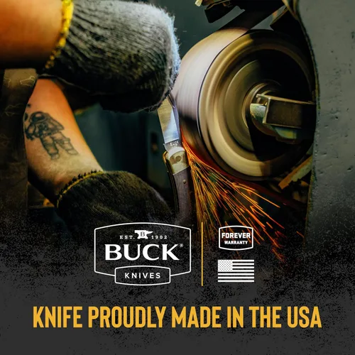 Vista 8 de Buck Knives 691 Buck Zipper Cuchillo de Caza, Hoja Fija de 4-1/4 pulgadas, Mango de Goma, Hoja de Acero Inoxidable 420HC con Punta de Gota y Gancho