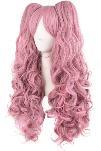 Vista 78 de Peluca MapofBeauty Lolita para disfraz, cabello largo, rizado, con coleta, Blanco
