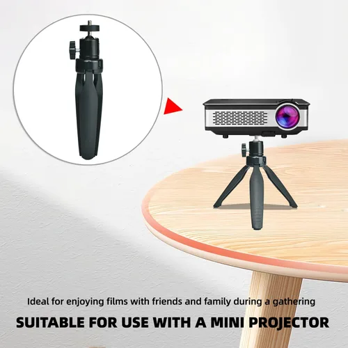 Vista 6 de Mini soporte de trípode de escritorio con cabeza esférica universal de 1/4 tornillo de 6.3 pulgadas para proyectores, cámaras DSLR, cámaras web