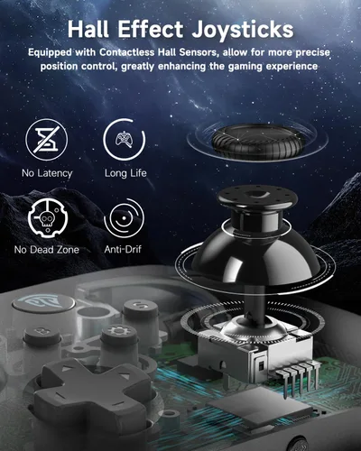 Vista 13 de EasySMX X10 Wireless PC Controller with Dual Hall Effect, Bluetooth Controller for PC/Switch/Steam/Android TV, Mobile - Include a White Swappable