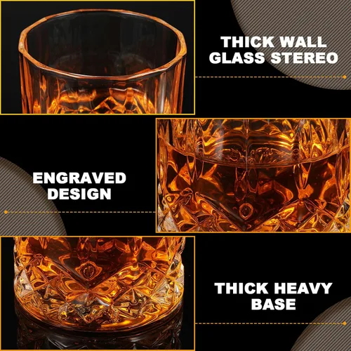 Vista 3 de Yaomiao 12 piezas de vasos de whisky de estilo antiguo de 7 oz con base pesada, vasos de bourbon de vidrio para cócteles, vasos de rocas