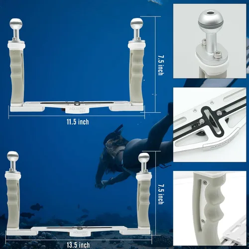 Vista 6 de NS10 Bandeja de cámara subacuática extensible Agarres Soporte para gopro,pt059,rx100 uw Cámara carcasa Universal Mango suave con aluminio