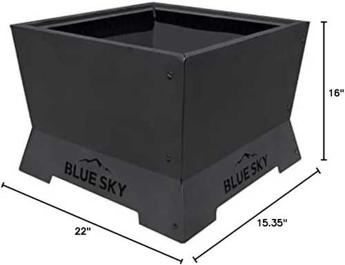 Vista 15 de Blue Sky Outdoor Living Fogata cuadrada de acero sin humo para patio, recogedor de cenizas extraíble, color negro