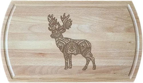 Vista 2 de Deer with Antlers Mandala Walnut Board, 16.75x10 in: Forest Wildlife Theme, Elegant Design, Perfect Nature Lover Gift.