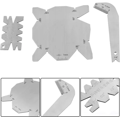 Vista 5 de KUIDAMOS - Juego de 3 medidores de ángulo de broca para taladro, herramientas de medición de ángulo S/S, herramientas de medición de mano de acero