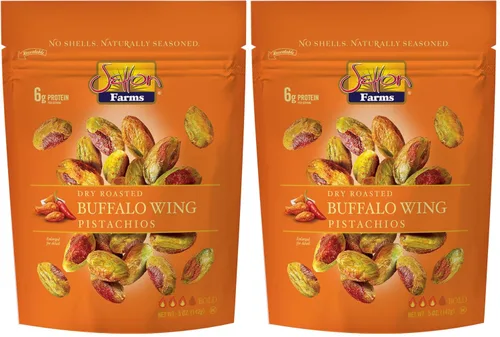 Vista 8 de Pistachos sazonados sin cáscara, sabor alitas de búfalo, bolsas de 2.5 onzas, paquete de 8, Kosher