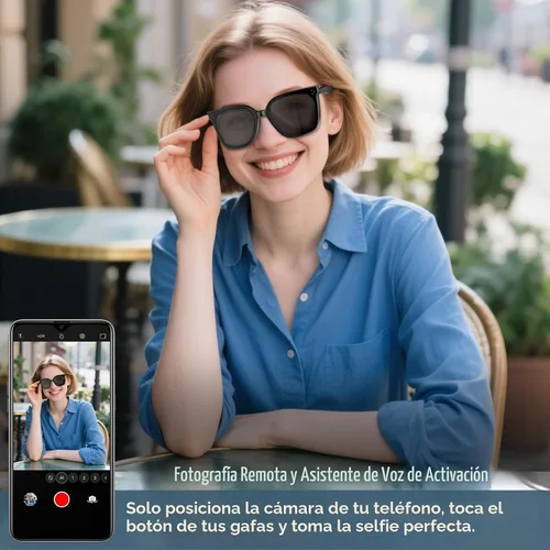 Vista 6 de Lentes inteligentes con Bluetooth, lentes de sol polarizados UV400, micrófono y altavoces integrados, música y llamadas inalámbricas, asistente