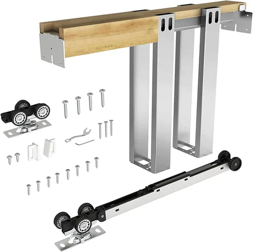 Vista 10 de JUBEST Kit de Marco de Puerta Corredera de 36" x 80" con Mecanismo de Cierre Suave de 220 LBS y Montantes de Acero Galvanizado, Kit de Puerta