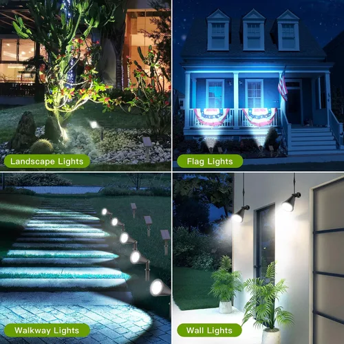 Vista 5 de MEIHONG Lámpara solar de techo para porche + focos solares de anochecer a amanecer, luces solares de paisaje, luces solares para jardín, porche