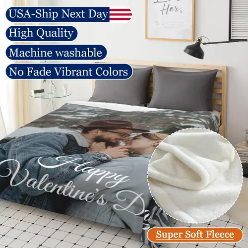 Vista 3 de PUREFLY Manta Personalizada con Texto y Fotos, Mantas Personalizadas Regalos para Esposo Esposa Novia Novio Cumpleaños Aniversario Boda San Valentín
