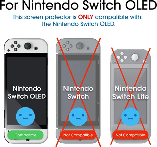 Vista 4 de amFilm Protector de pantalla de vidrio templado compatible con Nintendo Switch OLED modelo 2021 (paquete de 3)