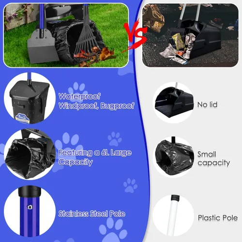 Vista 5 de SlowTon - Cuchara para excrementos de perro, mango largo de 37.4 pulgadas para perros grandes Adjustable, Portable, Non Breakable, with 20 Waste