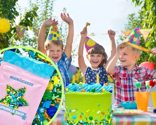 Vista 5 de Gránulos de dinosaurio 8 onzas Gránulos para pasteles de chocolate, sabor dulce Jimmies Manvscakes sin nueces (multicolor)