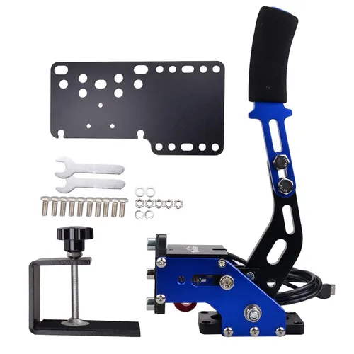 Vista 7 de PC Racing Game USB Handbrake for 16Bit SIM for Racing Games, Compatible with Logitech G27 G29 G920 G923 T500 T300 Simulate Linear Handbrake BlueWith