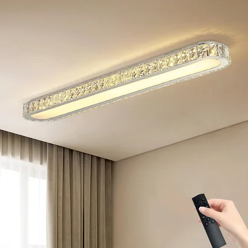 Vista 16 de Qcyuui Luces LED de Techo Regulables 46.4'' Accesorios de Iluminación para Cocina de Techo Negro Empotrado con Control Remoto Luz de Techo Lineal