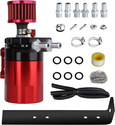 Vista 12 de Kit universal de captura de aceite para coche, tanque de depósito automotriz desconcertado polaco de 10.1 fl oz con respiradero de aluminio compacto