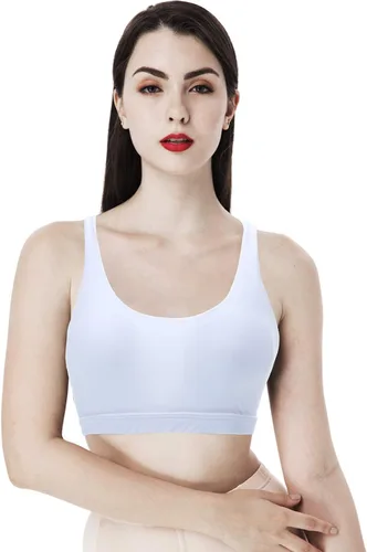 Vista 6 de Patelai sujetador deportivo con relleno para mujer, 2unidades, espalda cruzada, para entrenamiento, sin costuras, cómodo, sujetador de yoga