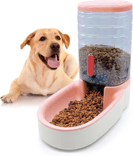 Vista 9 de kathson Comedero automático para gatos de 1 galón con gravedad, dispensador de comida para perros, gran capacidad, cuenco de comida para mascotas