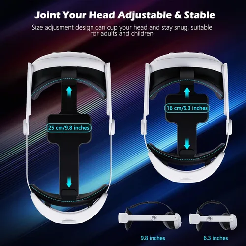 Vista 5 de ALAFLY Upgrade Head Strap Compatible with Metas Quest 3, One Click Stretch and Retract Adjustable, Enhanced Comfort and Gaming Immersion VR