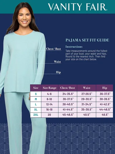 Vista 6 de Vanity Fair Women's Beyond Comfort Modal Pajama Set (Short & Long Sleeve)