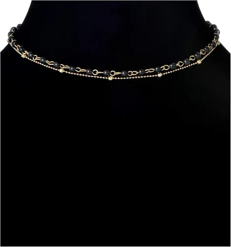 Vista 3 de Ofeiyaa - Juego de 12 piezas con cadena de oro, collar de cuentas de moneda, luna, estrella, dije de perla, gargantilla de cadena multicapa