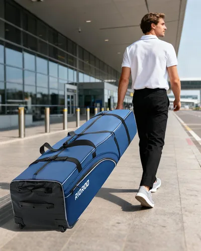 Vista 8 de Bolsas de viaje de golf RIOROO para aerolíneas con ruedas, funda de oxford 900D de lado blando, protección acolchada para palos, regalos de golf