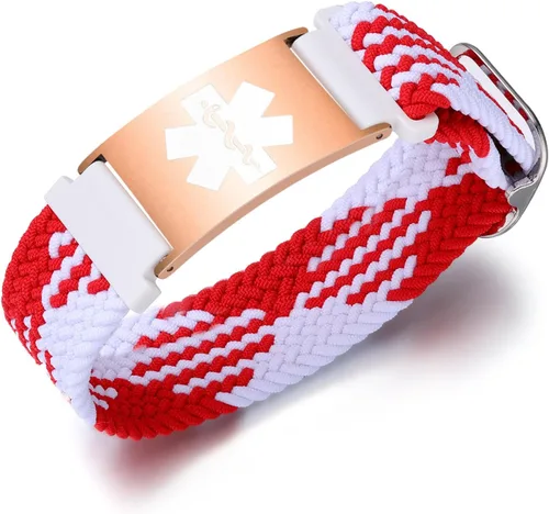 Vista 8 de Pulseras deportivas personalizadas de alerta médica para mujeres y hombres – Pulseras de identificación médica personalizadas con grabado gratuito