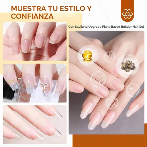 Vista 6 de SAVILAND Clear Builder - Gel de uñas de 0.5 fl oz (0.5 onzas líquidas), gel de extensión de uñas en una botella, gel duro fortalecedor de uñas rico