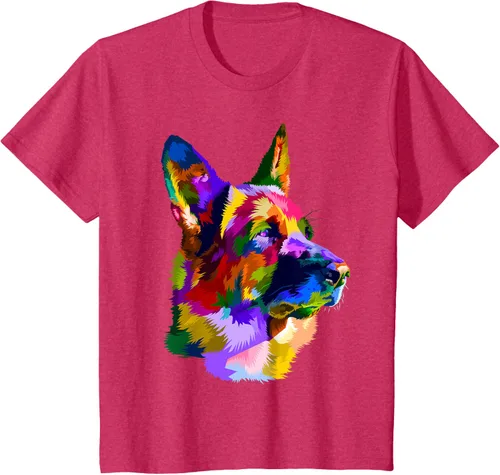 Vista 53 de Camiseta con retrato de pastor alemán para dueños de perros, Negro, S