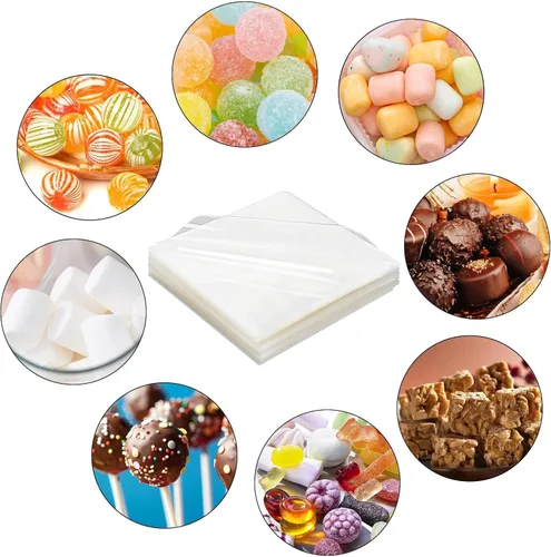 Vista 7 de DIYASY 600 unidades de envoltorios de dulces para caramelos, envoltura de celofán transparente, antiadherente, papel de cera para envolver dulces