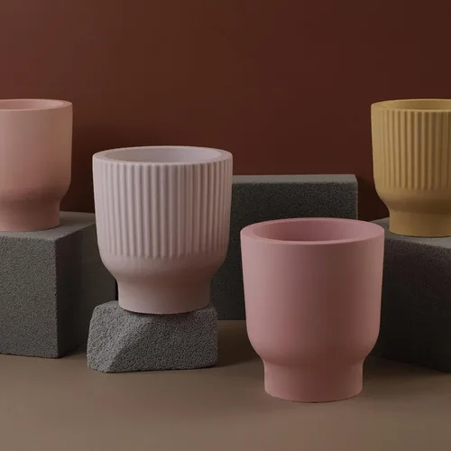 Vista 6 de Moldes redondos para tarros de velas, moldes de silicona cilíndrica creativa, moldes para hacer botellas redondas de rayas de hormigón