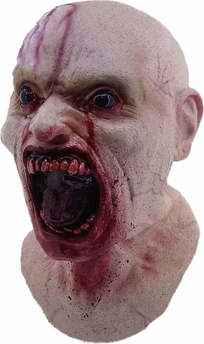 Vista 5 de Ghoulish Productions Máscara de zombi infectado, sangrienta y realista, perfecta para Halloween y fiestas de disfraces