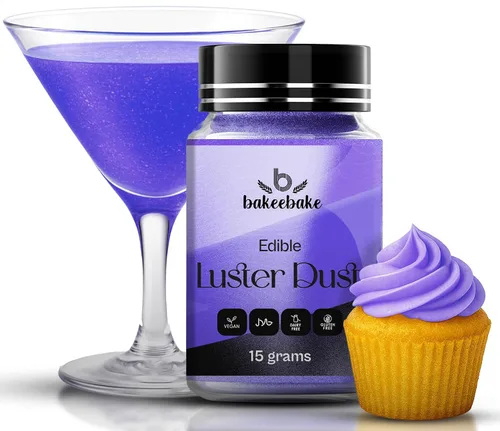 Vista 9 de Bakeebake Luster Dust - Juego de 10 colores comestibles de 0.51 onzas cada botella, purpurina comestible para bebidas y postres, polvo comestible